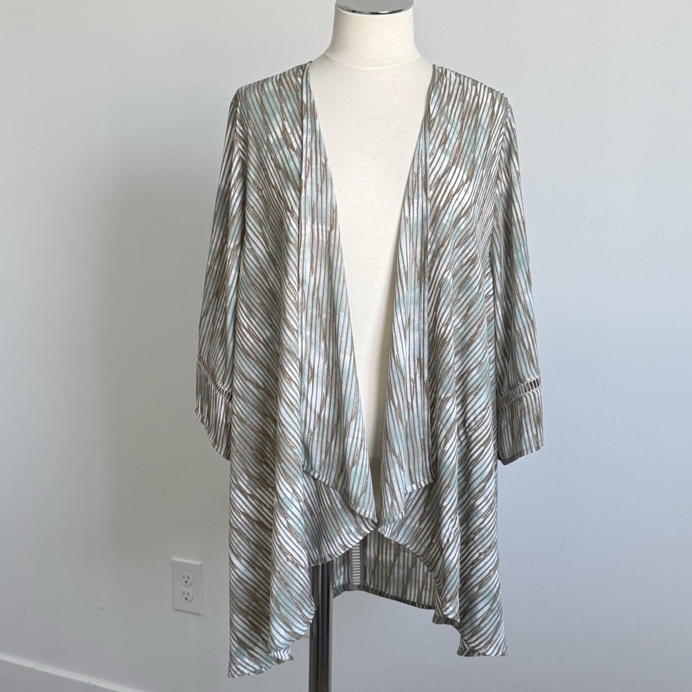 Catherines Kimono Open Front Cardigan Beach Cover Up Boho Coastal Travel 1X Plus